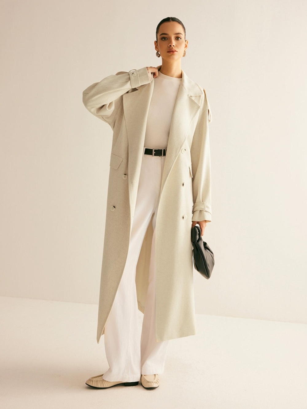 Commense Oversized Belted Trench Coat Size XS Quiet Luxury Minimalist Fall Chic